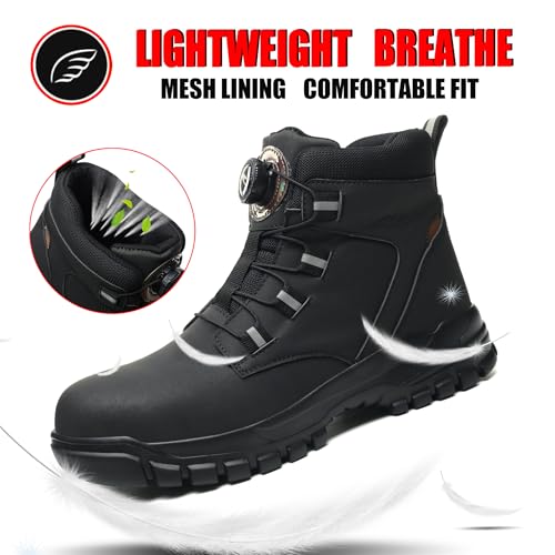 COOU Safety Shoes Men Women Waterproof Safety Sneakers Lightweight Comfortable Non-Slip Work Boots Steel Toe Cap