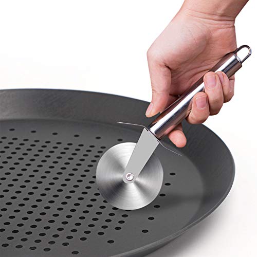 Pizza Pan with Holes, Segarty 10 inch Pizza Crisper Cooking Pan with Coating, Thickened Steel Pizza Tray for Oven, Round Perforated Baking Pan for Home & Restaurant Kitchen Cooking Tool