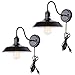 Kingmi Wall Lamp Dimmable Wall Sconce Black Industrial Vintage Lighting Gooseneck Wall Light Fixture with Plug in Cord and On Off Toggle Switch for Bedroom Nightstand, Set of 2