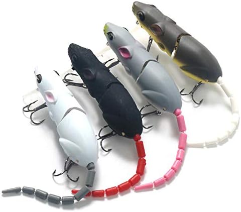 Feefine Fishing Lures Baits, 1pc Soft Rubber Artificial Mouse Fishing Lures Baits Top Water Tackle Hooks Bass Bait (gray)