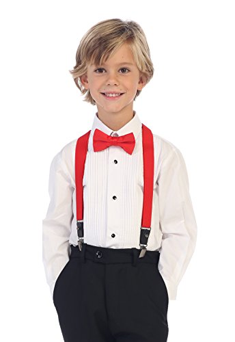 Gioberti Boys' Convertible Suspenders, Bow Tie, and Hanky Set, Red