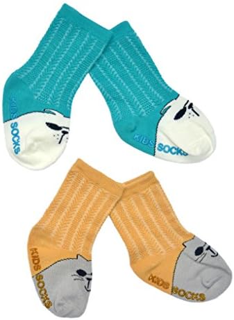 Petescilla Unisex-Baby Kitty Knitted Mesh Socks Non-Skid 2-Pack