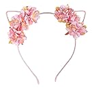 Ztl Fabric Flower Cat Ears Headband Elegant Women Girl Hairband Hair Accessories