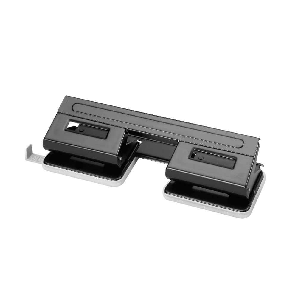 Herlitz 4-Hole Punch with Adjustable Paper Guide - Black