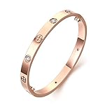 MultiBey 18K Rose Gold Plated Bangle Bracelet, Stainless Steel with Crystal, Screwdriver Opening Love Bracelets for Women and Men