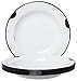 Distressed Enamelware Plates White Body with Black Rim - Set of 6-8 Inch Diameter, Perfect for Picnic, Camping and Outdoor Activity