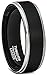 Duke Collections 6mm Black Tungsten Ring Brushed Silver Step Edge Comfort Fit