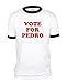 South Horizon Vote for Pedro- Ringer T-Shirt~White/Black~Adult XL