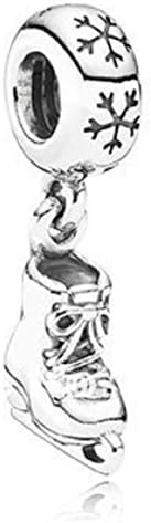 "Ice Skates" Bead Highest Quality Charm Sterling Tone Fits Pandora &amp; Similar Bracelets