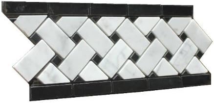 Carrara (Carrera) Honed 12 Basketweave Mosaic Border by Carrara Bianco