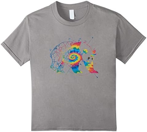 Kids GEOMETRIC PANDICORN T SHIRT TIE DYE PANDA RAINBOW HORN 4 Slate