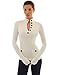 PattyBoutik Women V Neck Button Ribbed Sweater (Off-White Large)
