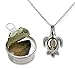Pearlina Turtle Necklace Cultured Pearl in Oyster Set Silver tone Plated Cage W/Stainless Steel Chain 18