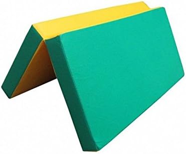 Gymnastics Mat/ Folding Gym Mat/ Sports Kids Children Gymnastics Mat/Landing Mat/ Tumbling Mat/ Stretching Mat/ Yoga Mat 40"x40"x4" Green-Yellow