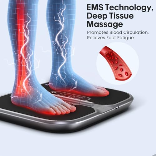 Medic Blood Circulation Stimulator Legs and Feet with Red Light Therapy (660 + 850 NM), EMS Foot Massager with Double Physiotherapy, with Magnetic Remote Control and Included Carry Bag
