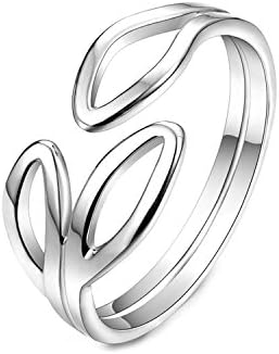 Swhite 925 Sterling Silver Vitality Leaf Open Ring