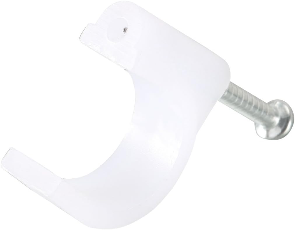 sourcing map Circle Cable Clip Nail Coaxial Tacks Wire Clips 12mm White 40pcs - Image 4