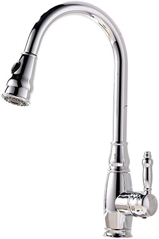 Hotis Best Single Handle Pull Down Sprayer Stainless Steel Kitchen Sink Faucet, Chrome
