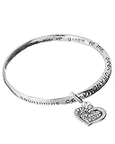 Grandma's Love Prayer Twist Engraved Bangle Bracelet with Heart Charm by Jewelry Nexus