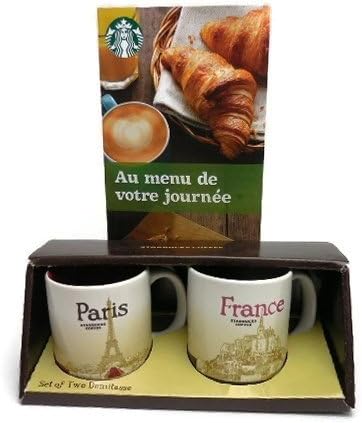 Official Starbucks Paris France Small Demitasse Espresso Mug Set w/ Paris Menu