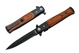 WOOD HANDLE BLACK BLADE Milano Godfather Style ASSISTED OPENING POCKET KNIFE