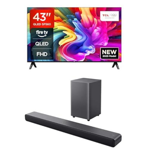 TCL 43SF560-UK with Fire TV S55HK 2.1 channel Dolby Atmos Soundbar