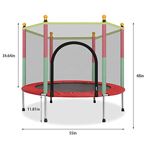 Kids Mini Trampoline | Children Trampolines with Safety Enclosure Net Jumping Spring Mat Pull T-Hook | Jump Indoor Outdoor Trampoline for Family School Entertainmen (1PC Toddler Round Trampoline) - Thumbnail 2