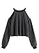 Romwe Women’s Open Cold Shoulder Top Long Sleeve Heathered Pullover Tee Shirt