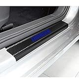 SENYAZON Car Threshold Pedal Sticker for Dodge Charger Decoration Scuff Plate Carbon Fibre Vinyl Sticker Car Accessories car-Styling (Blue)