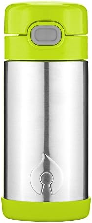 FIREKI Vacuum Insulated Stainless Steel Straw Bottle with Push Top (10 oz, Lime Green)