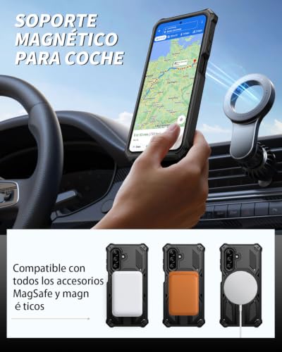 Lanhiem Magnetic Case for Samsung Galaxy A37 5G/A27 5G/A56 5G/A36 5G with Stand & 2 Screen Protector, [Compatible with MagSafe], Anti-Shock Military Grade Case for A37/A27/A56/A36, Black | Soporte Integrado, 2 Protector de Pantalla, Compatible con MagSafe, Antigolpes Militar Grado, Esquinas Reforzadas