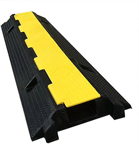 Mr.Garden Rubber Speed Bump 39.4" Length x 9.8" Width x 1.97" Height, Black/Yellow Diagonal Stripes, For Concrete Installation