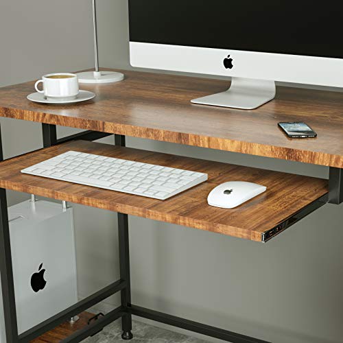 Mecor Computer Desk with 2 Drawers, Modern Writing Desk with Bookshelf