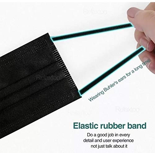 4ply Black Disposable Face Mask- Black Face Mask with Activated Carbon Disposable Face Masks Black Masks Breathable Masks for Women, Men and Kids and Office Supplies (4ply) (Black 50pcs)