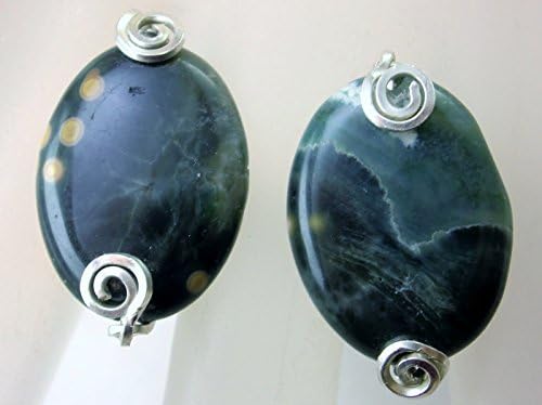 925 Sterling Silver Ocean Jasper Gemstone Cufflinks Black Smoky Quartz Art Jewelry HGJ