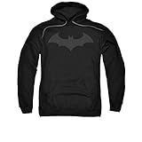 Batman DC Comics Hush Bat Logo Grey on Black Adult Pull-Over Hoodie