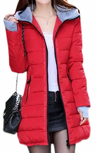 Generic Women's Casual Hooded Anorak Jackets Slim Warm Outerwear red S