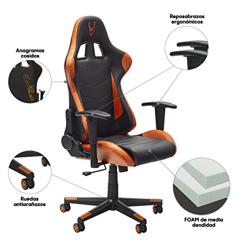 Woxter-Stinger-Station-Orange-Silla-Gaming-Eje-Acero-Levantamiento-por-Gas-Piston-Clase-4-Ergonomica-Reposabrazos-2D-AltIncl-Ajustable-Refuerzo-de-Foam-MD-Racing-Cojin-LumbarCervical
