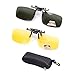 ZYZH Polarized Clip On Sunglasses Flip Up Fit Over Night Vision Glasses Anti Glare for Men Women Driving Sports 2 Pairs with Box -Yellow+Green