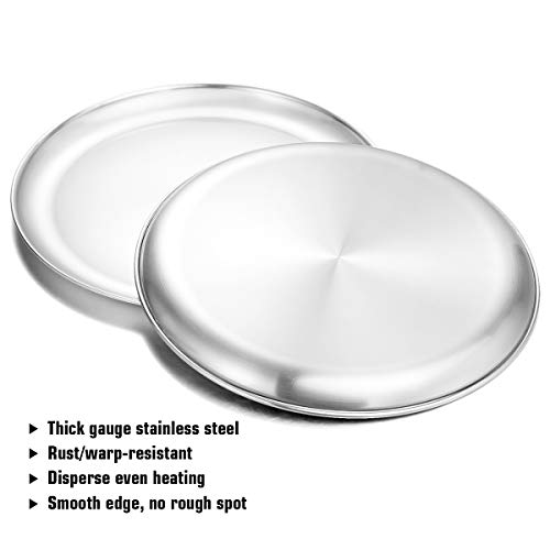 Deedro Pizza Baking Pan Pizza Tray 12 inch Stainless Steel Pizza Pan Round Pizza Baking Sheet Oven Tray Pizza Crisper Pan, Healthy Pizza Cooking Pan for Oven, 2 Pack