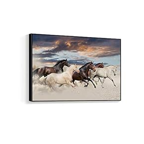 Running the Herd - Framed Canvas