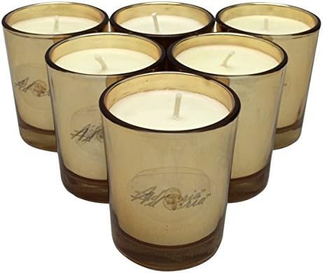 Adoria Soy Candles Gold Mercury GlassTumbler-100% Natural Soy wax made-2"xTall 2.5"-2.2OZ-13Hour Burn(Pack of 6)