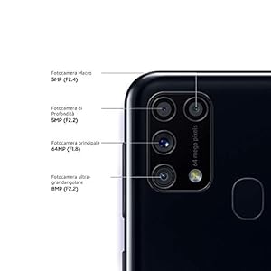 Samsung Galaxy M31, Smartphone, Display 6.4" Super AMOLED, 4 Fotocamere Posteriori, 64GB Espandibili, RAM 6GB, Batteria 6000 mAh, 4G, Dual Sim, Android 10, [Versione Italiana], Nero, Esclusiva Amazon - immagine 4