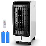 COSTWAY Evaporative Cooler, Portable Evaporative Air Cooler with Fan & Humidifier Bladeless Quiet Electric Fan w/Remote Control for Indoor Home Office Dorms (24.5")