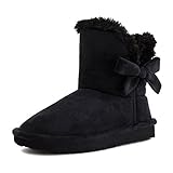 Kali Footwear Girls Ribbon Fur Ankle Short Faux Suede Boots (Toddler/Little Kid)