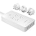 Maxboost Power Strip International Travel Adapter Kit 4-Outlet & 5-USB 8A Smart Ports - Universal AC Power Battery Charging Station for Business Trip [Worldwide UK/AU/EU/JP Charging Adapters] - White