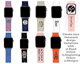 Silicone Watch Band, Custom Silicone Watch Band, Personalized Silicone Band Compatible with Apple Watch 38mm, 40mm, 42mm, 44mm, Monogram Watch Band, Ships same day if order placed by 12pm PST