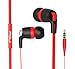 FOU Earbuds Earphones Headphones with Microphone Wired HiFi Stereo Bass in-Ear Headsets with Inline Remote Control for iOS/Android(Black/Red)
