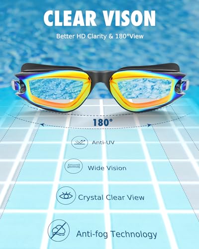 Aegend Swim Goggles for Kids Youth 3-14 Anti-Fog Anti-UV Comfort Fit Goggles for Swimming