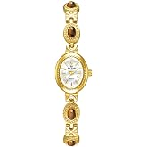 FANMIS Gold Watches for Women with Small Fase Oval Bracelet Dress Watch | Elegant Jade Bangle Watch Fashion Women Easy Read Analog Quartz Wristwatch Petite Bracelet Gold Dainty Watches